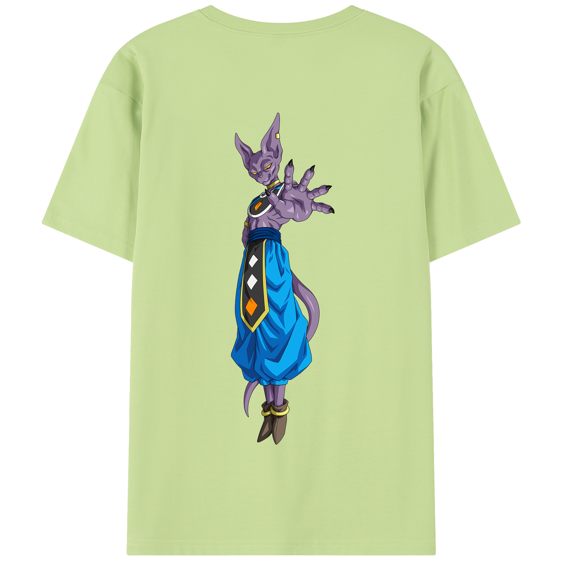 （画像用） ドラゴンボール ビルス 破壊神ビルス DRAGON BALL Beerus Birusu 綿100％半袖Tシャツ（背面プリント）